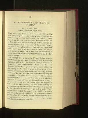 The Development and Trade of Burma.