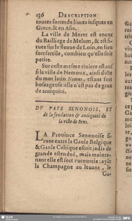Du Pais Senonois, Et de la fondation & antiquité de la ville de Sens