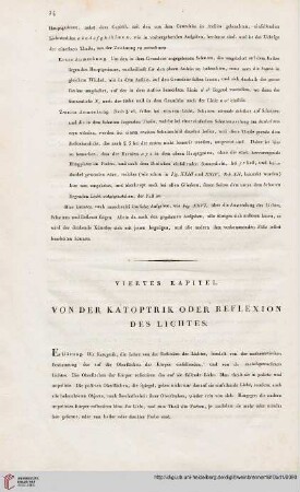 Viertes Kapitel: Von der Katoptrik oder Reflexion des Lichtes