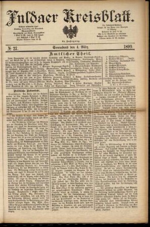 Erste Ausgabe vom Samstag, den 04. März 1899.