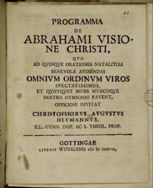 Programma De Abrahami Visione Christi