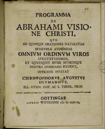 Programma De Abrahami Visione Christi