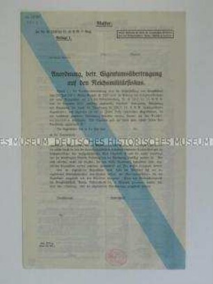 Vordruck (Muster) für eine Eigentumsübertragung (blanko)