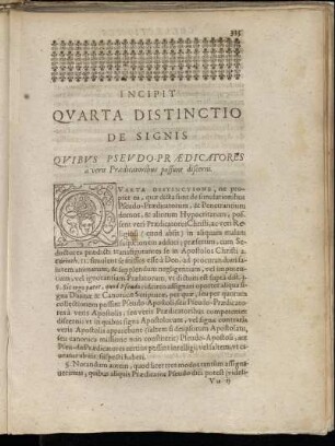 Incipit Quarta Distinctio De Signis Quibus Pseudo Prædicatores [...]