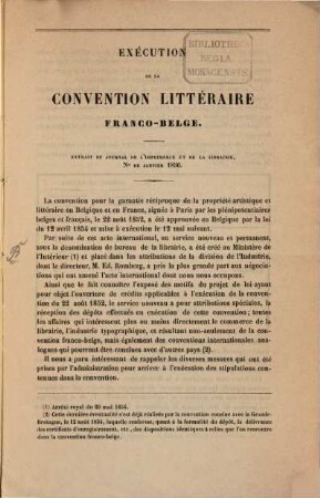 Exécution de la convention littéraire franco- belge