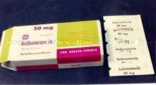 Verpackung mit Medikament "Indometacin"