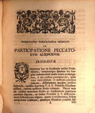 Dissertatio Theologica Moralis De Participatione Peccatorvm Alienorvm