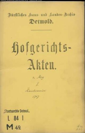 von May (Mey), Leutnant gegen Hankemeier in Hohenhausen - Verkauf eines Gehölzes