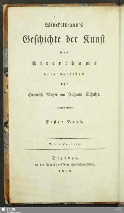 3: Winckelmann's Geschichte der Kunst des Alterthums : Erster Band