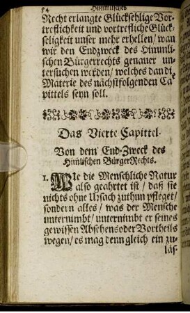 Das Vierte Capittel. Von dem End-Zweck des Him[m]lischen BürgerRechts