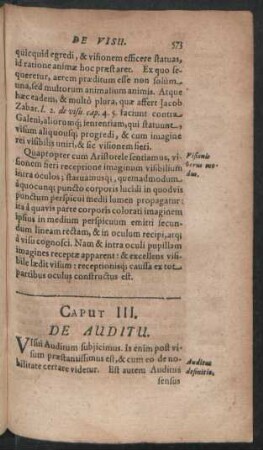 Caput III. De Auditu.