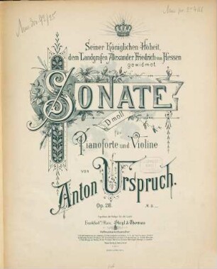 Sonate : d-Moll ; für Pianoforte u. Violine ; op. 28