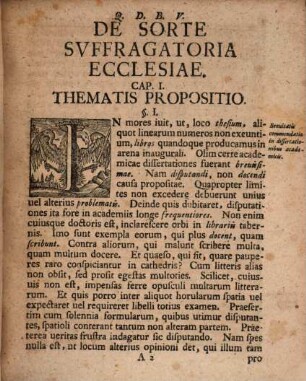 Dissertatione Inavgvrali, De Sorte Svffragatoria Ecclesiae, vom Priester-Loß