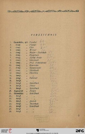 Verzeichnis (Nr. 1-481)