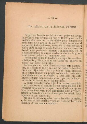 La religión de la señorita Parsons