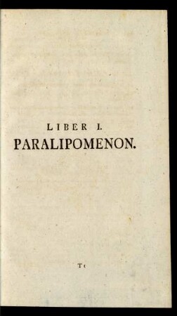 Liber I. Paralipomenon