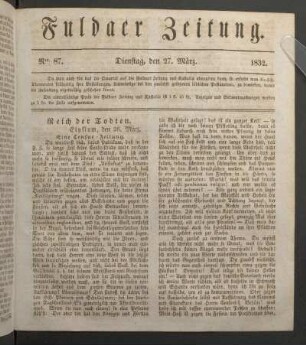 Dienstag, den 27. März. 1832