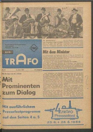 TRO-Betriebszeitung 'Der Trafo'; Nr. 23/1966 (15. Juni 1966)