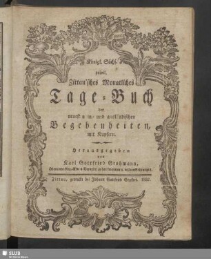 1832: Privil. Zittau'sches monatliches Tage-Buch
