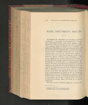 Faits, Documents, Revues.