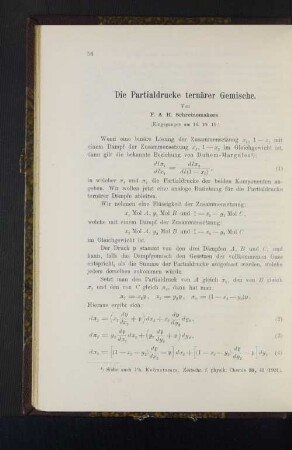 Die Partialdrucke ternärer Gemische.