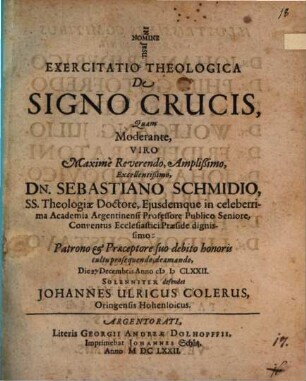 Exercitatio theol. de signo crucis