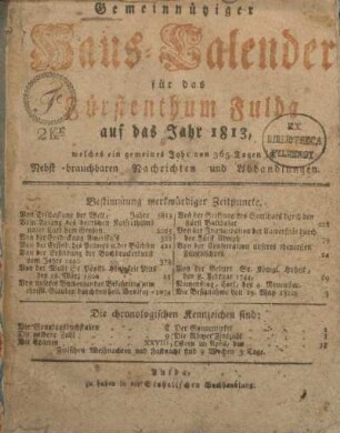 Bestimmung merkwürdiger Zeitpunkte.