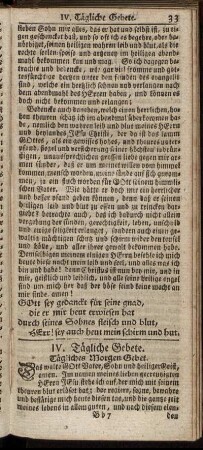 IV. Tägliche Gebete. - V. Gebete in allerley Anliegen.