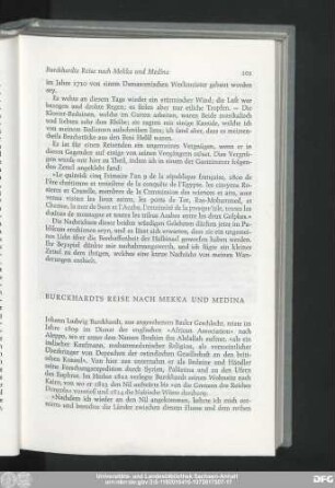 Burckhardts Reise Nach Mekka Und Medina