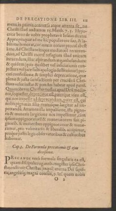 Cap. 3. De Formula precationis & eius divisione.