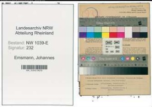 Entnazifizierung Johannes Emsmann , geb. 10.01.1888 (Betriebsinspektor)