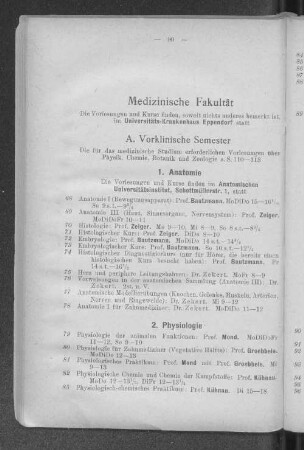 A. Vorklinische Semester