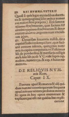 De Reliquis Nummis Rom. Caput IX.