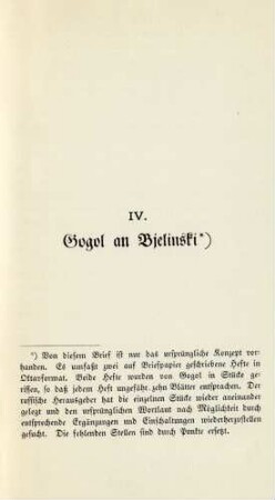 IV. Gogol an Bjelinski