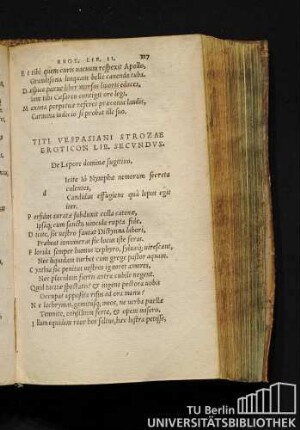 Titi Vespasiani Strozae Eroticon Lib. Secundus.