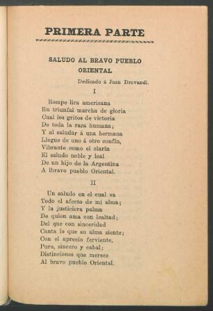 Saludo al bravo pueblo oriental : Dedicado á Juan Drovandi.