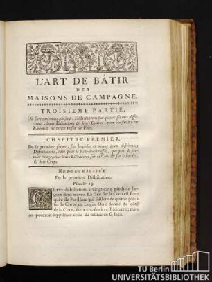 L'Art De Bâtir Des Maisons De Campagne. Troisieme Partie.