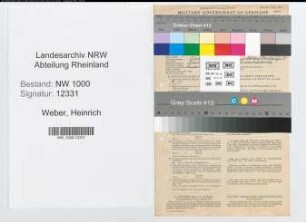 Entnazifizierung Heinrich Weber, geb. 29.01.1888 (Landesobersekretaer)