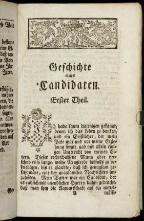 Geschichte eines Candidaten. Erster Theil.