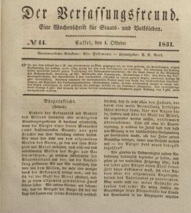 № 44. Cassel, den 1. Oktober 1831.