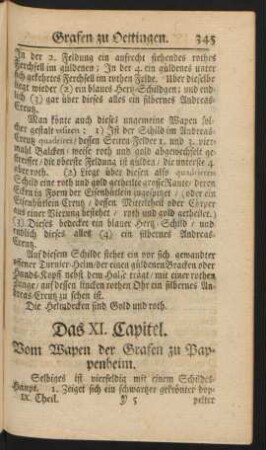 Das XI. Capitel. Vom Wapen der Grafen zu Pappenheim