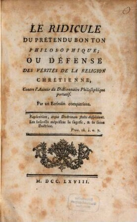 Le ridicule du prétendu bon ton philosophique