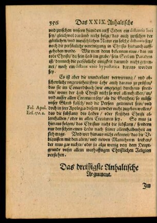Das dreissigste Anhaltische Argument.