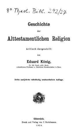 Geschichte der Alttestamentlichen Religion : kritisch dargestellt