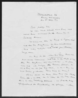 Brief von Joseph Chapiro an Margarete Hauptmann