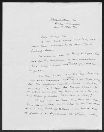 Brief von Joseph Chapiro an Margarete Hauptmann