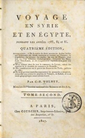 Voyage en Syrie et Égypte pendant les années 1783, 84 et 85, 2