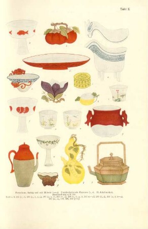 Tafel X. [Ming, Porzellane mit Farben unter und über Glasur. - Ming, durchscheinende Fayencen]
