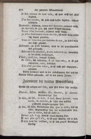 Zeitwörter der dritten Abwandlung. - Zeitwörter der vierten Abwandlung.