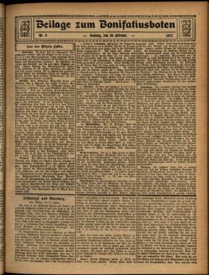 Zweite Ausgabe vom Sonntag, den 20. Februar 1927.